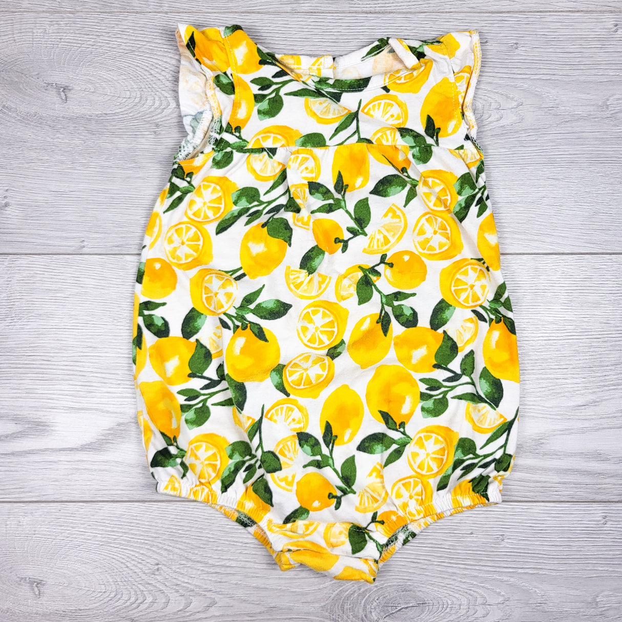 Old Navy lemon print bubble romper. Size 12-18 months