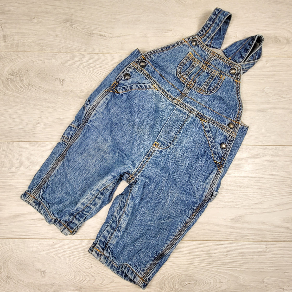 Gap jersey lined denim overalls. Size 6-12 months