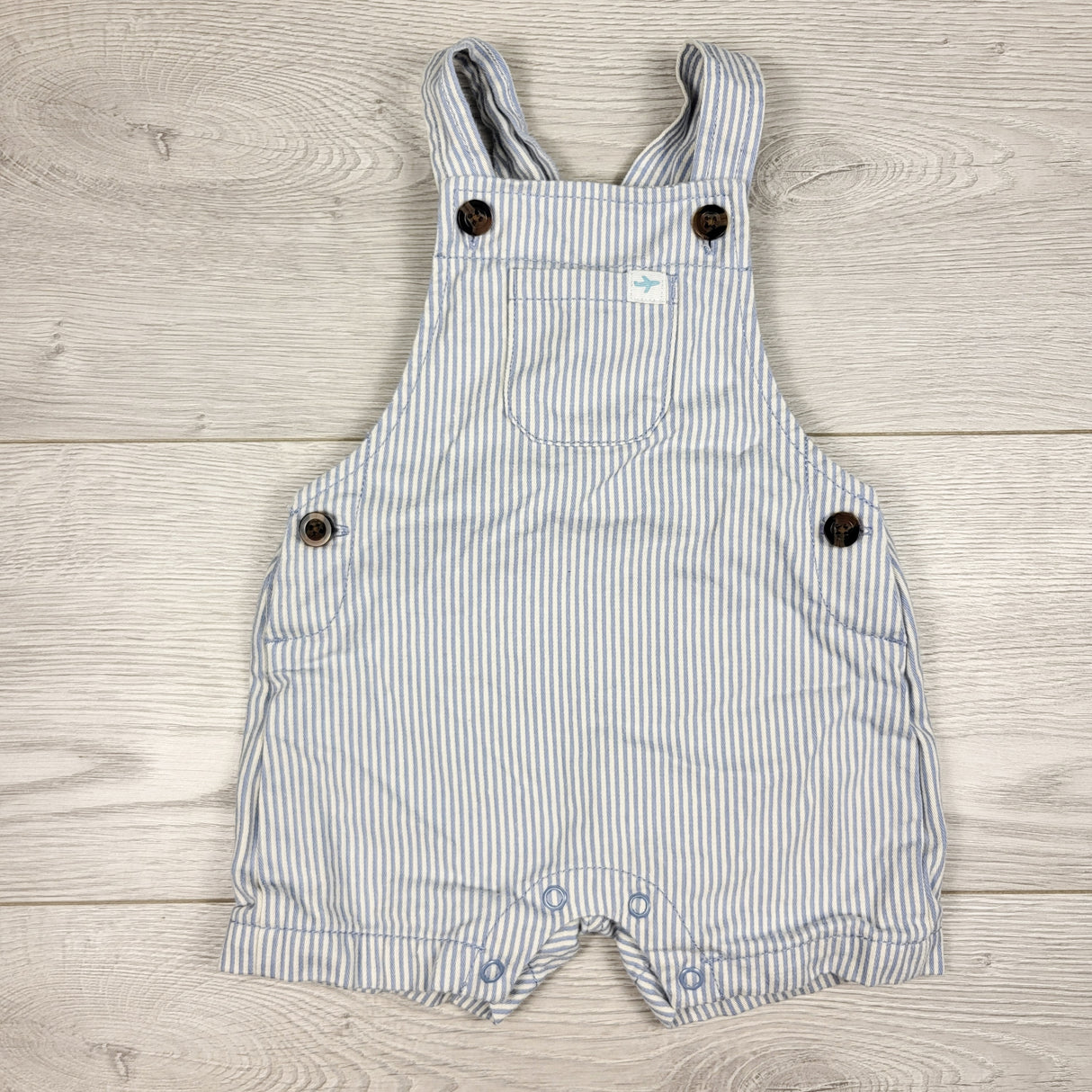 Child of Mine pin striped shortalls. Size 3-6 months