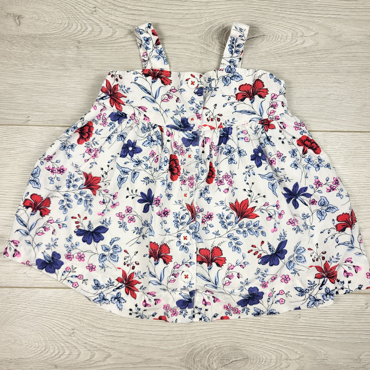Gap white floral print sleeveless dress. Size 3-6 months