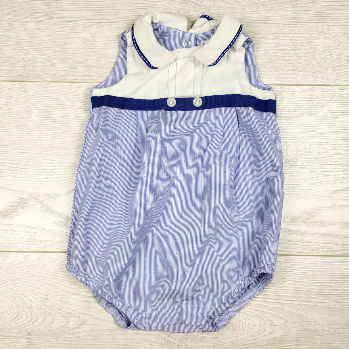 Mayoral blue collared bubble romper. Size 1-2 months