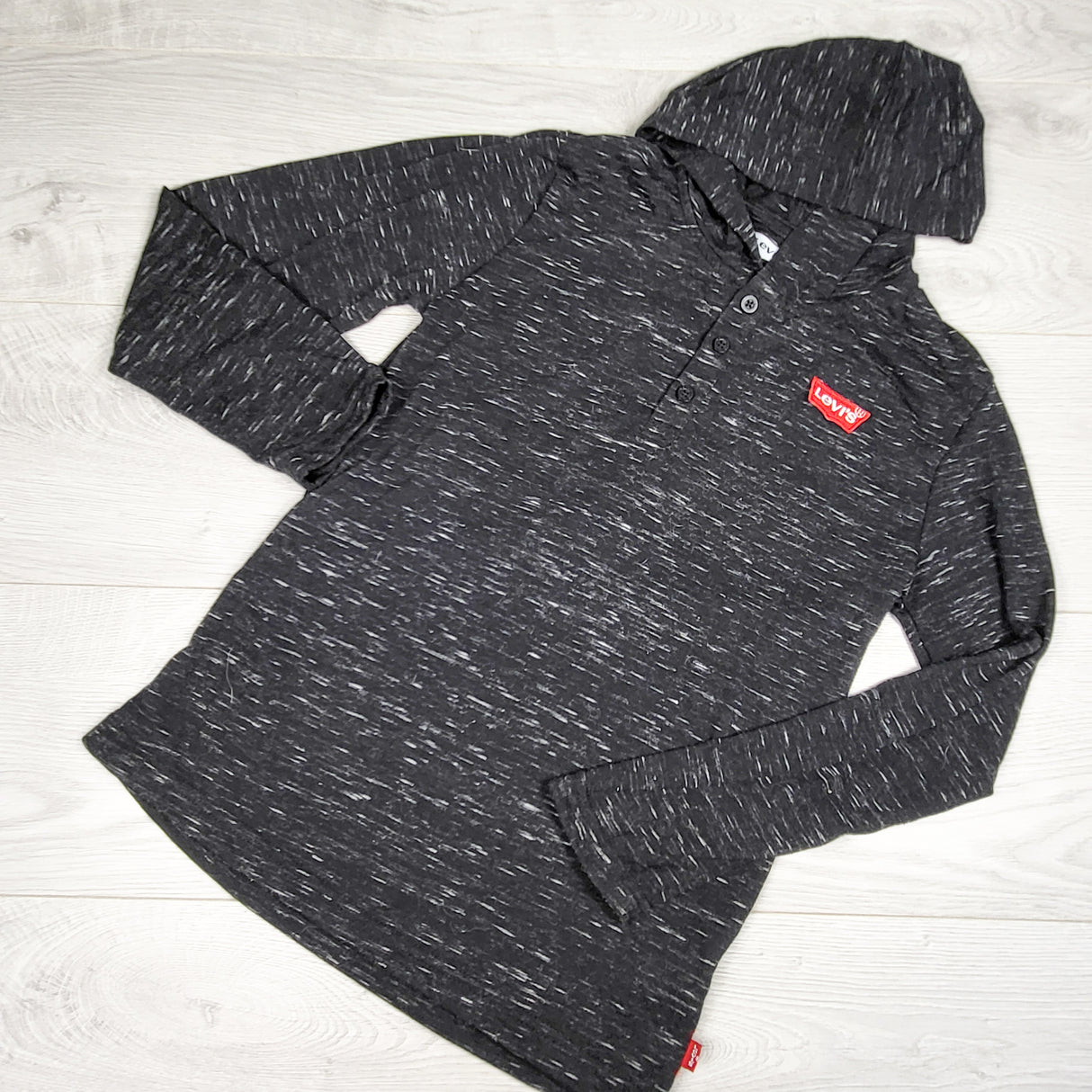 Levi's black marled hooded shirt. Size 10/12