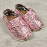 Toms pink sparkle slip-on shoes. Size 3 (infant)