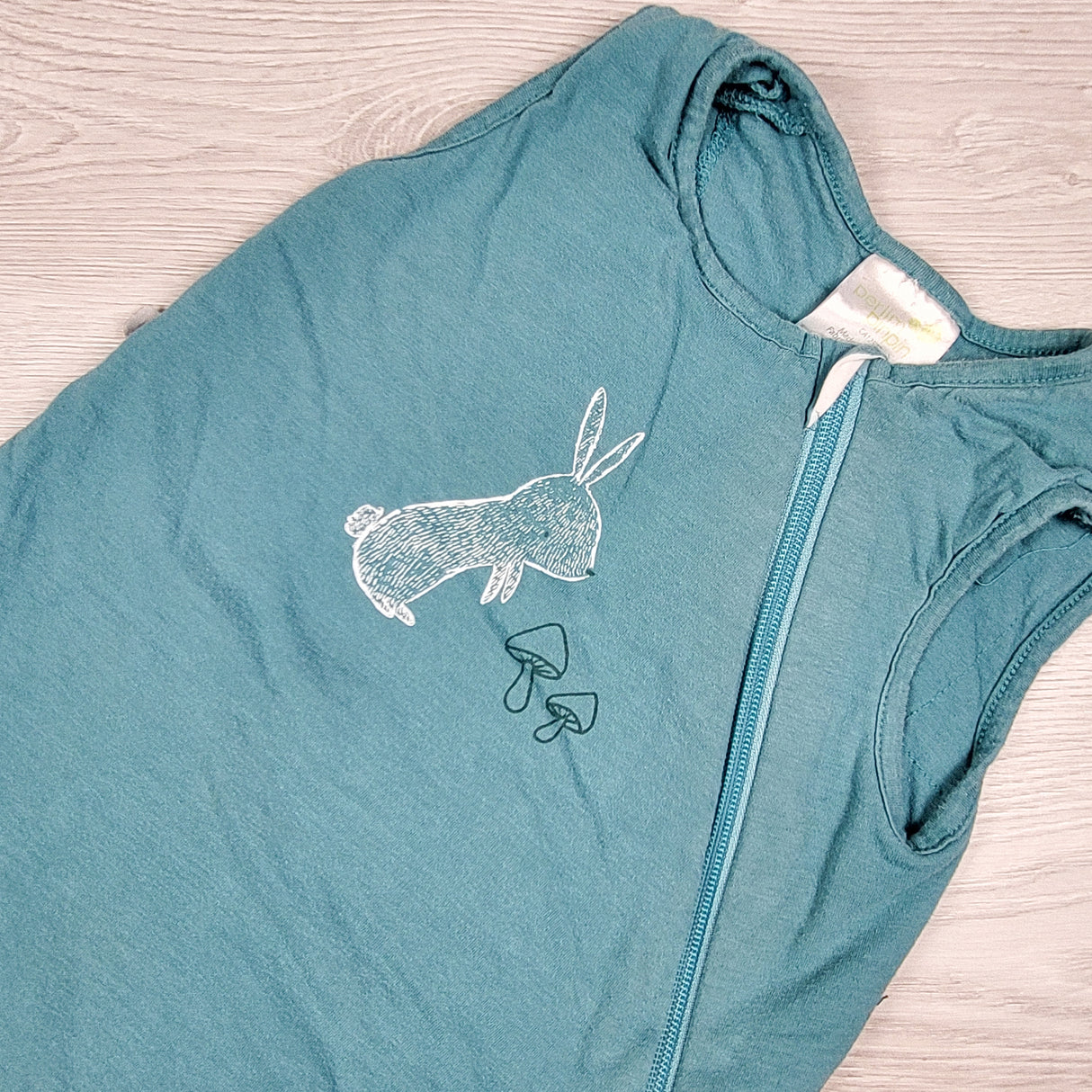 Perlimpinpin teal sleep sack with bunny. Size 18-36 months