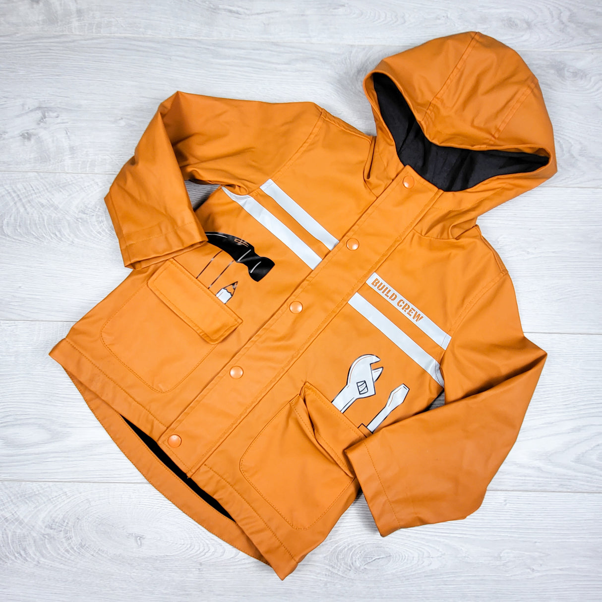 Joe orange jersey lined rain jacket. Size 4T