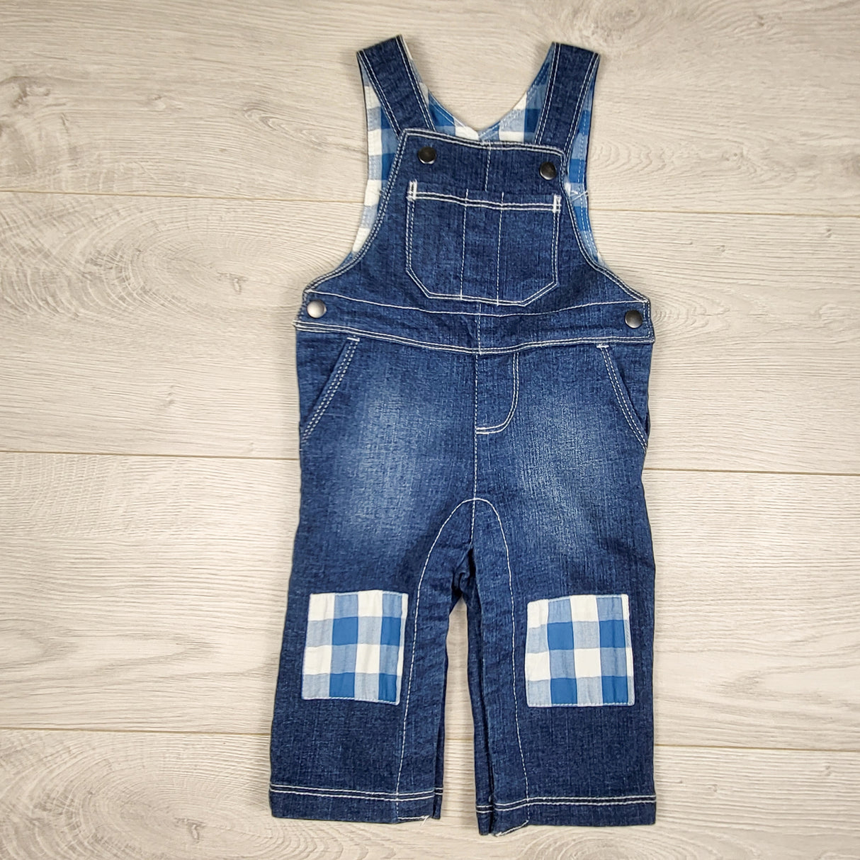 Hatley denim overalls with patches. Size 3-6 months