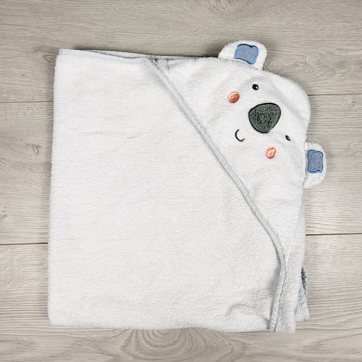 White koala terrycloth hooded towel