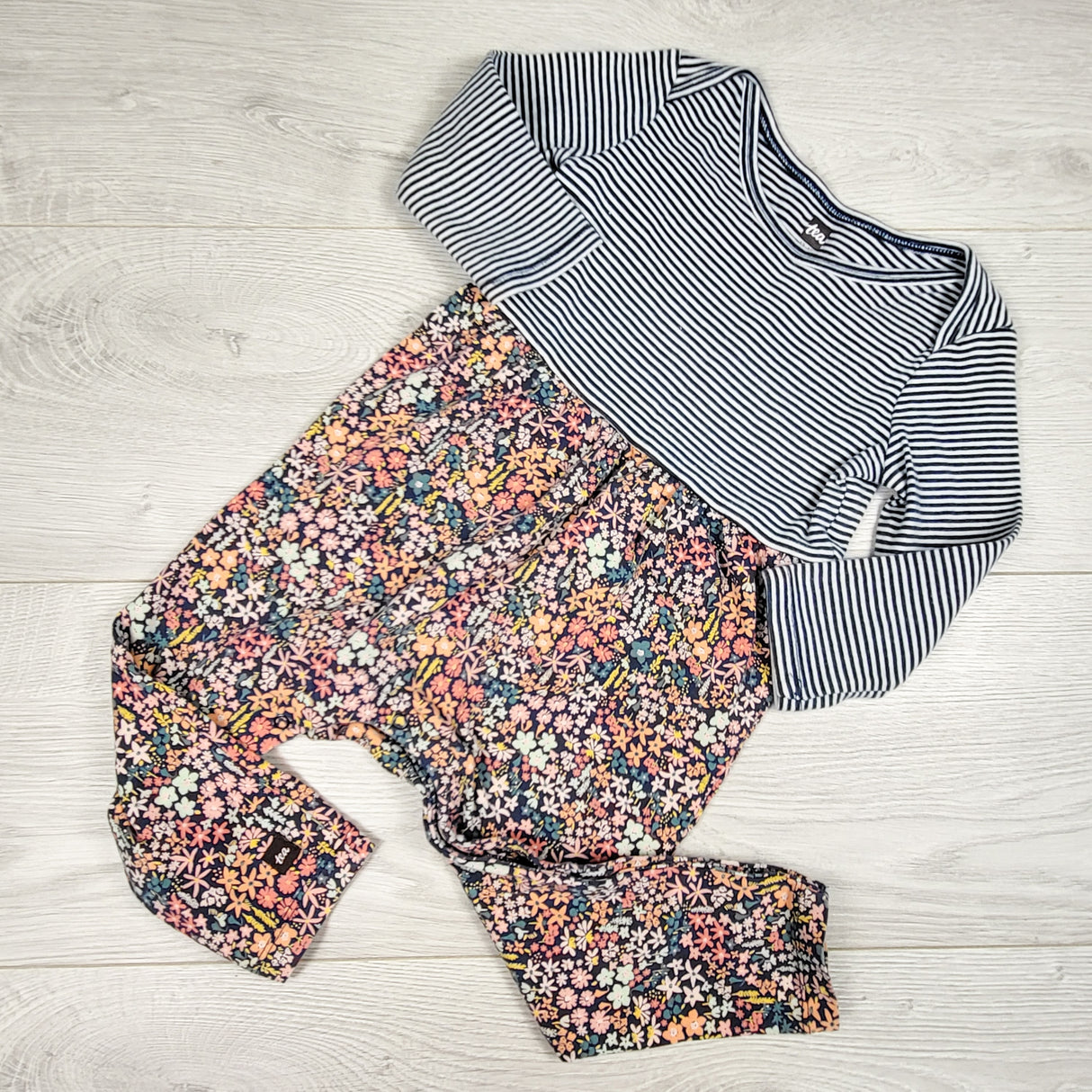 Tea Collection striped and floral print romper. Size 12-18 months