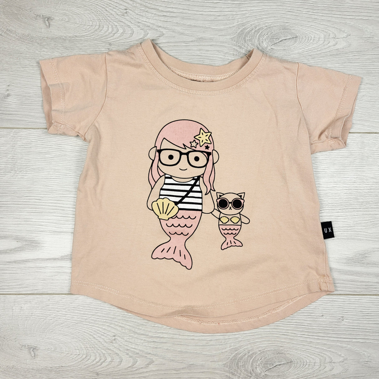 Hux Baby pink mermaid cat t-shirt. Size 12-18 months