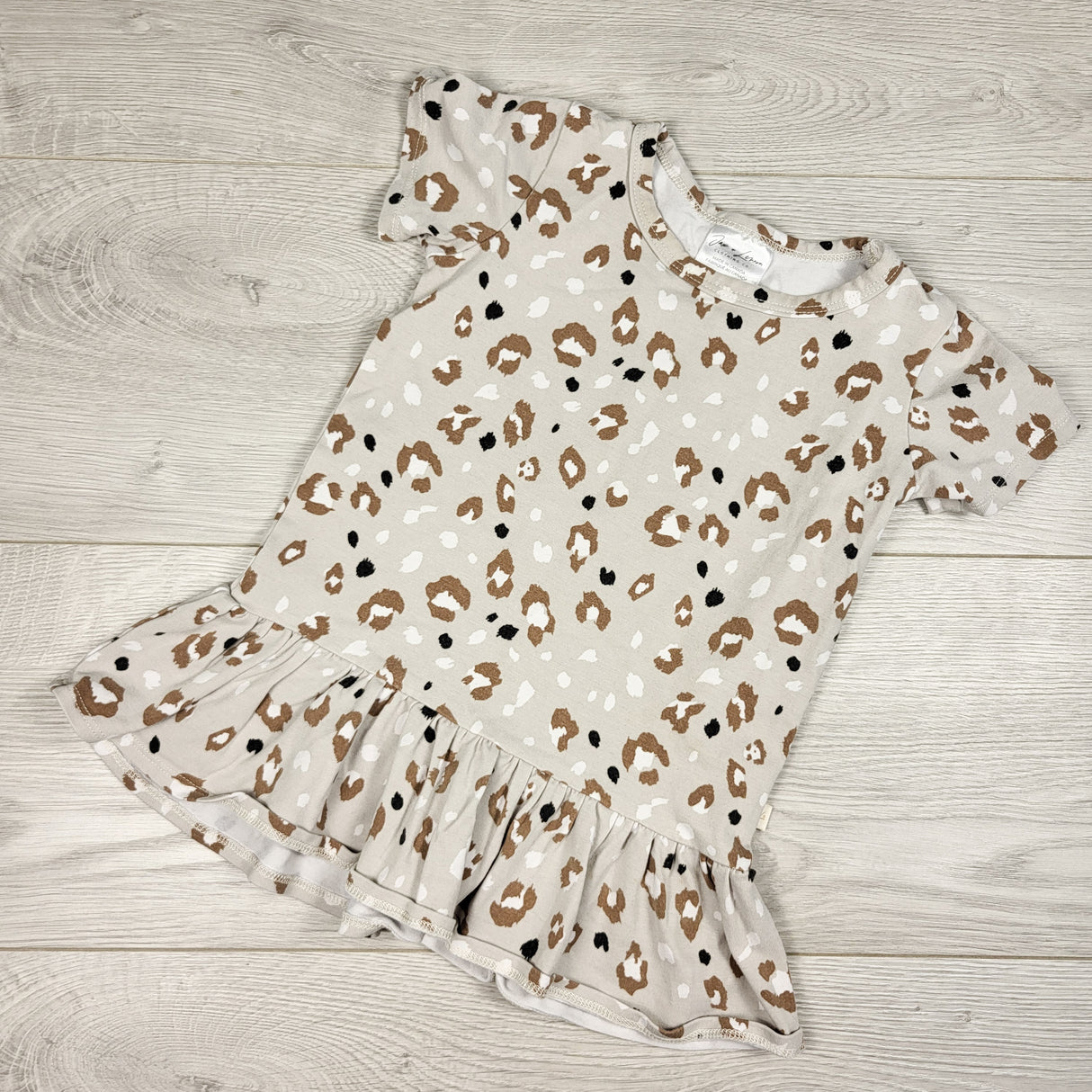 Jax and Lennon leopard print bamboo blend dress. Size 12-18 months