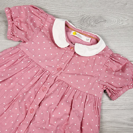 Baby Boden Pink Polka Dot Woodland Fairy Animals Woven Appliqué Dress. Size 9-12 months