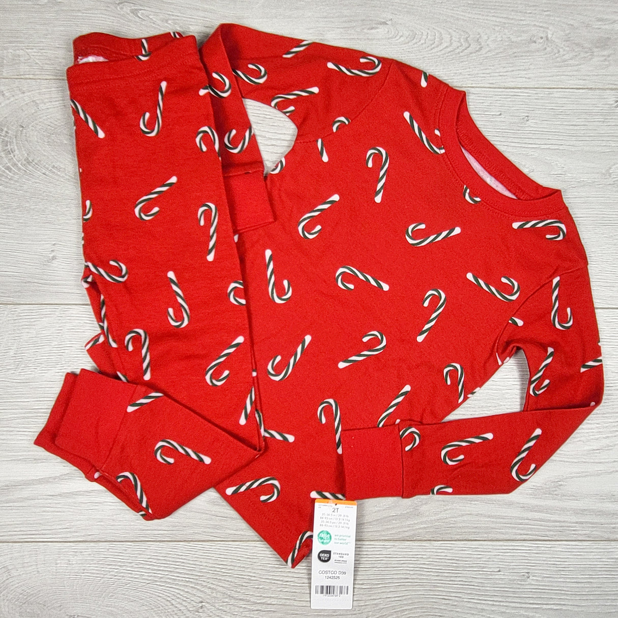 NEW - Carters red 2pc cotton candy cane PJs. Size 2T