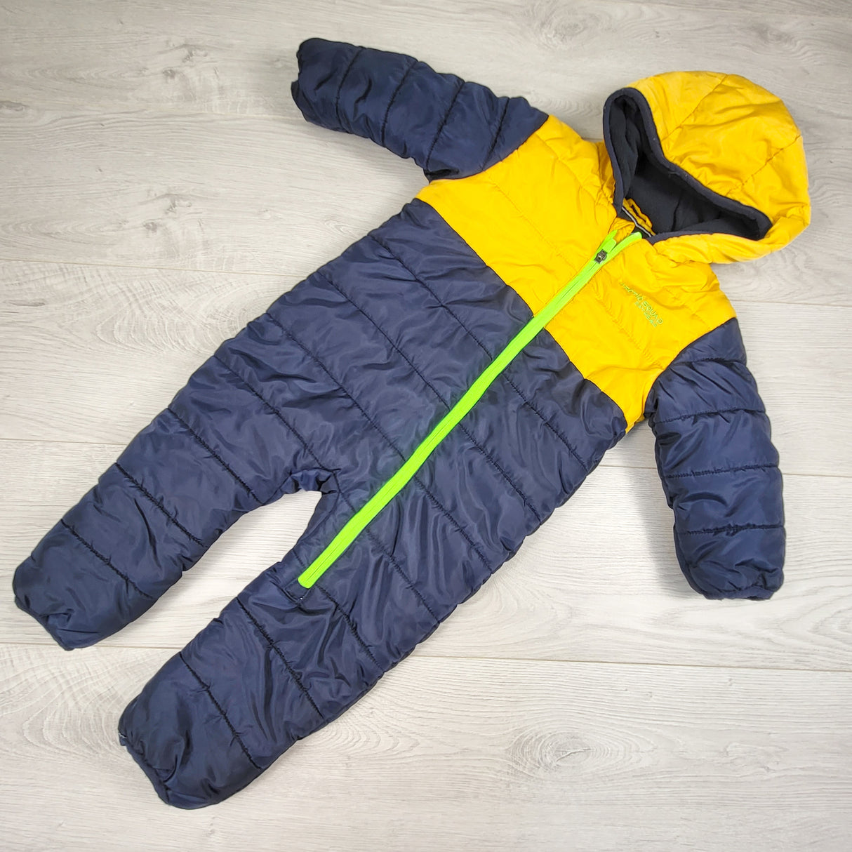 Arctic Squad navy and yellow fleece lined snowsuit. Size 12-18 months