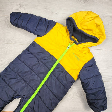 Arctic Squad navy and yellow fleece lined snowsuit. Size 12-18 months