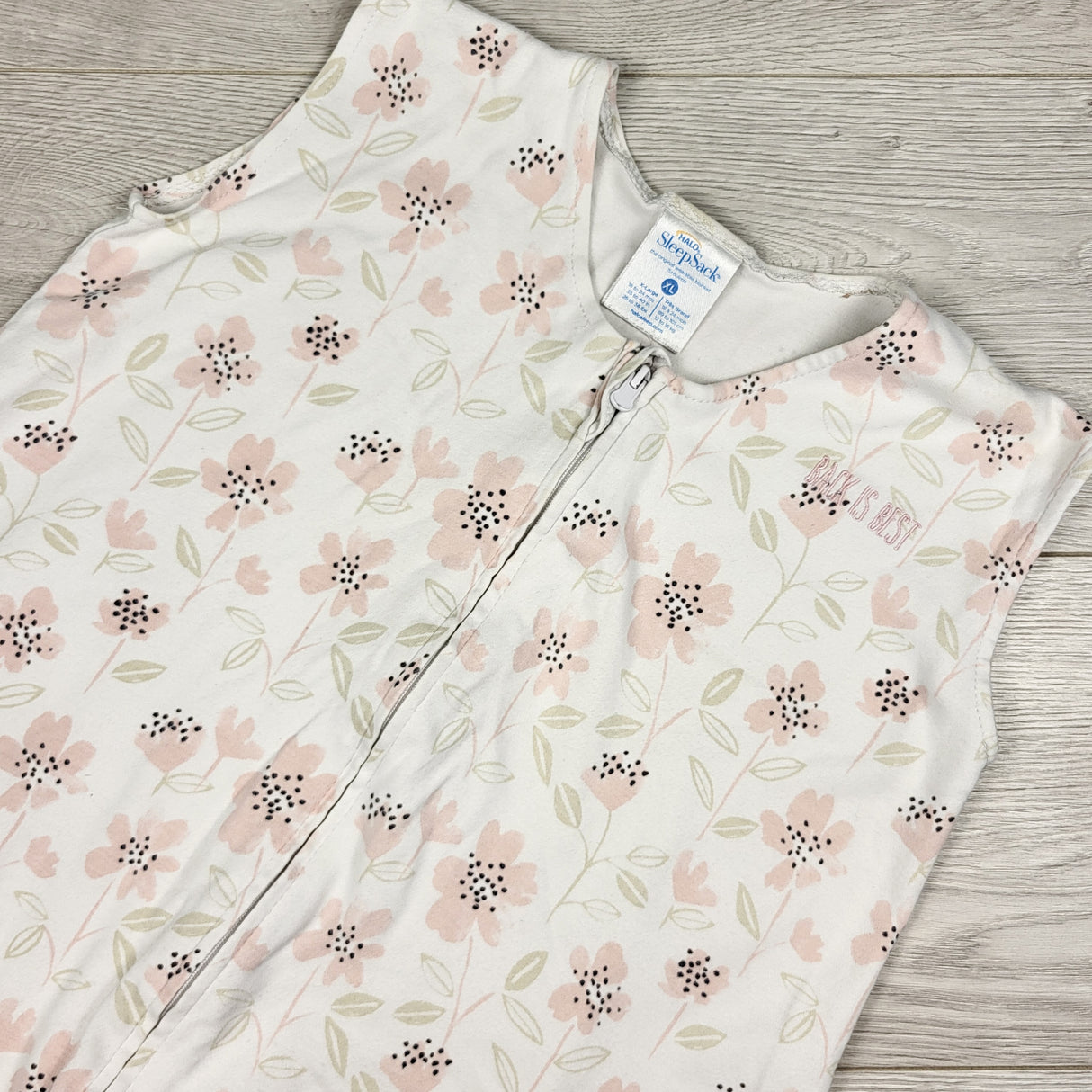 Halo white floral print cotton sleep bag. Size 18-24 months
