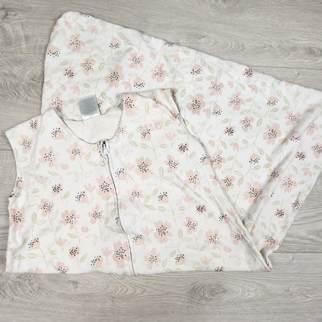 Halo white floral print cotton sleep bag. Size 18-24 months