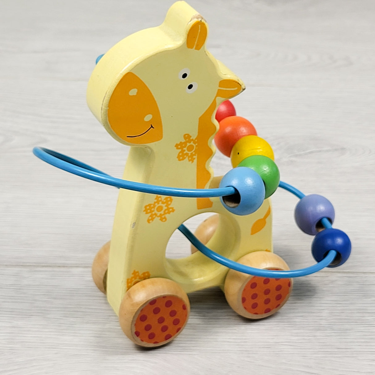 Mini wooden giraffe push along bead maze