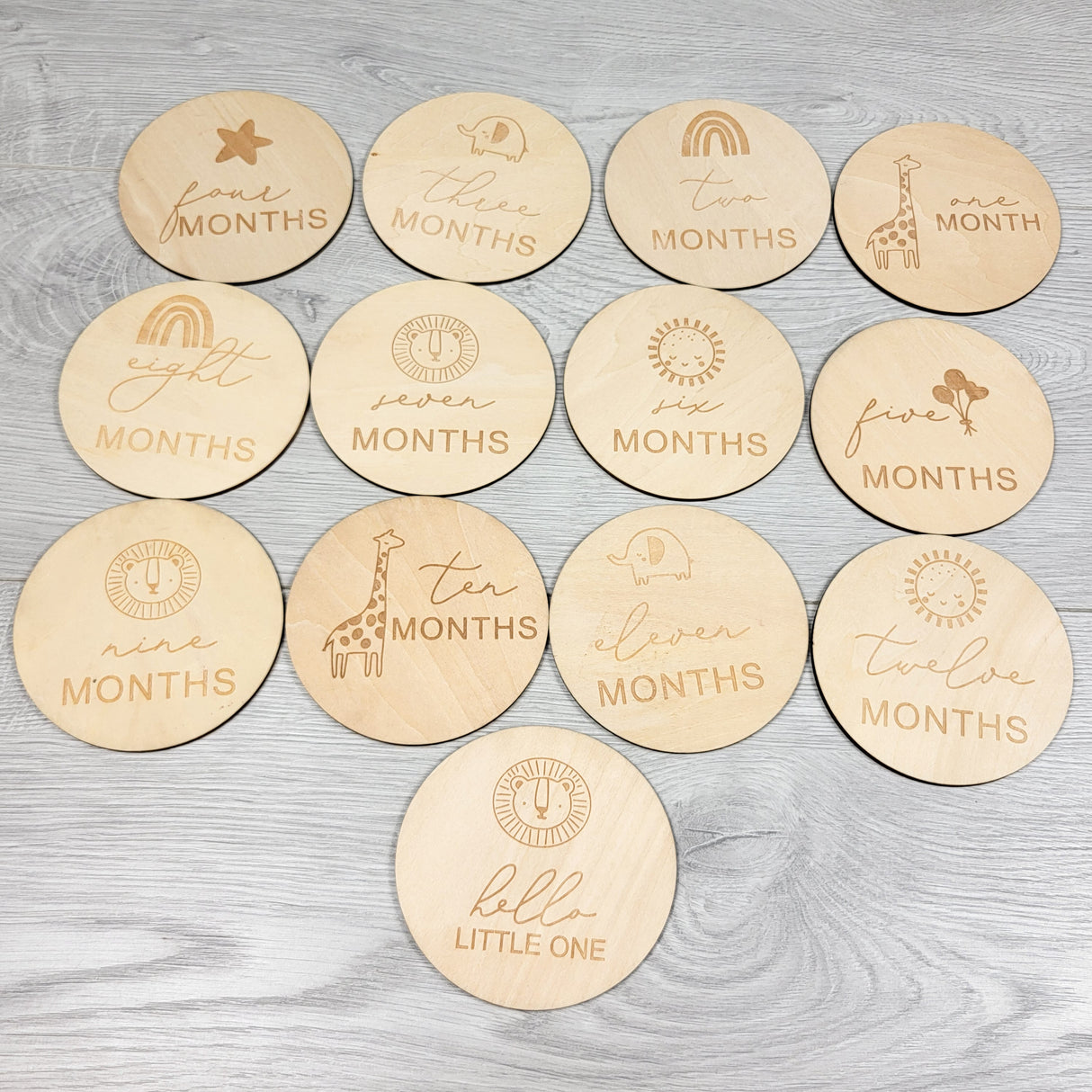 Wooden baby milestones set