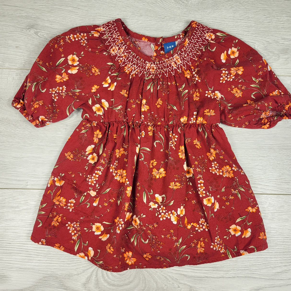 Old Navy burgundy floral print dress. Size 3-6 months