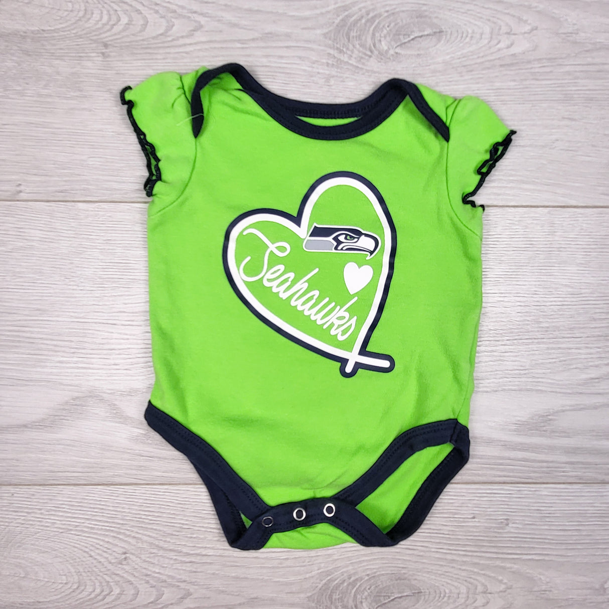 Green and navy Seattle Seahawks bodysuit. Size 0-3 months