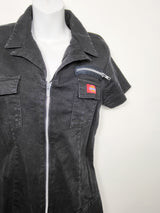 Vintage Y2K faded black Dickies Girl "Annie" zip up utility dress (Style #107G) | XL