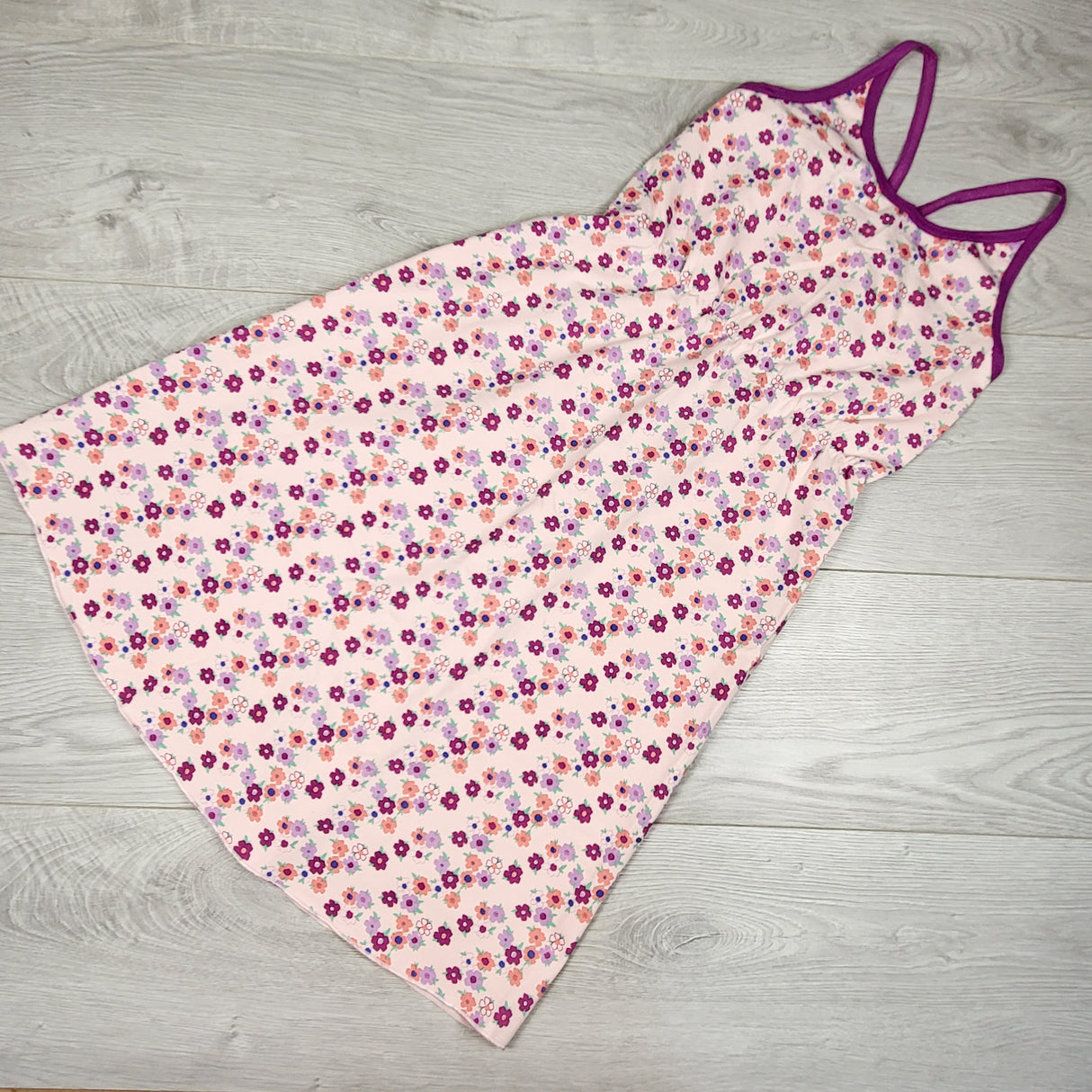 Peekaboo Beans pink floral print sleeveless dress. Size 8