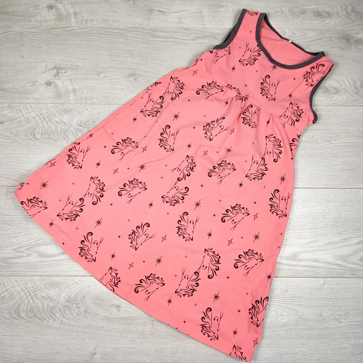 Peekaboo Beans pink sleeveless unicorn dress. Size 7 - AS IS