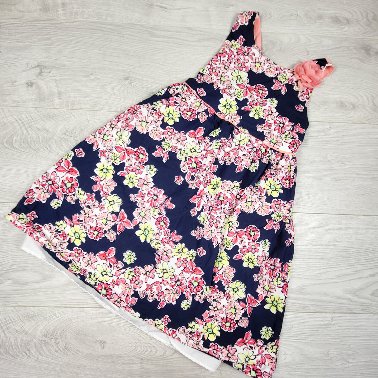 Penelope Mack navy floral print sleeveless dress. Size 6X