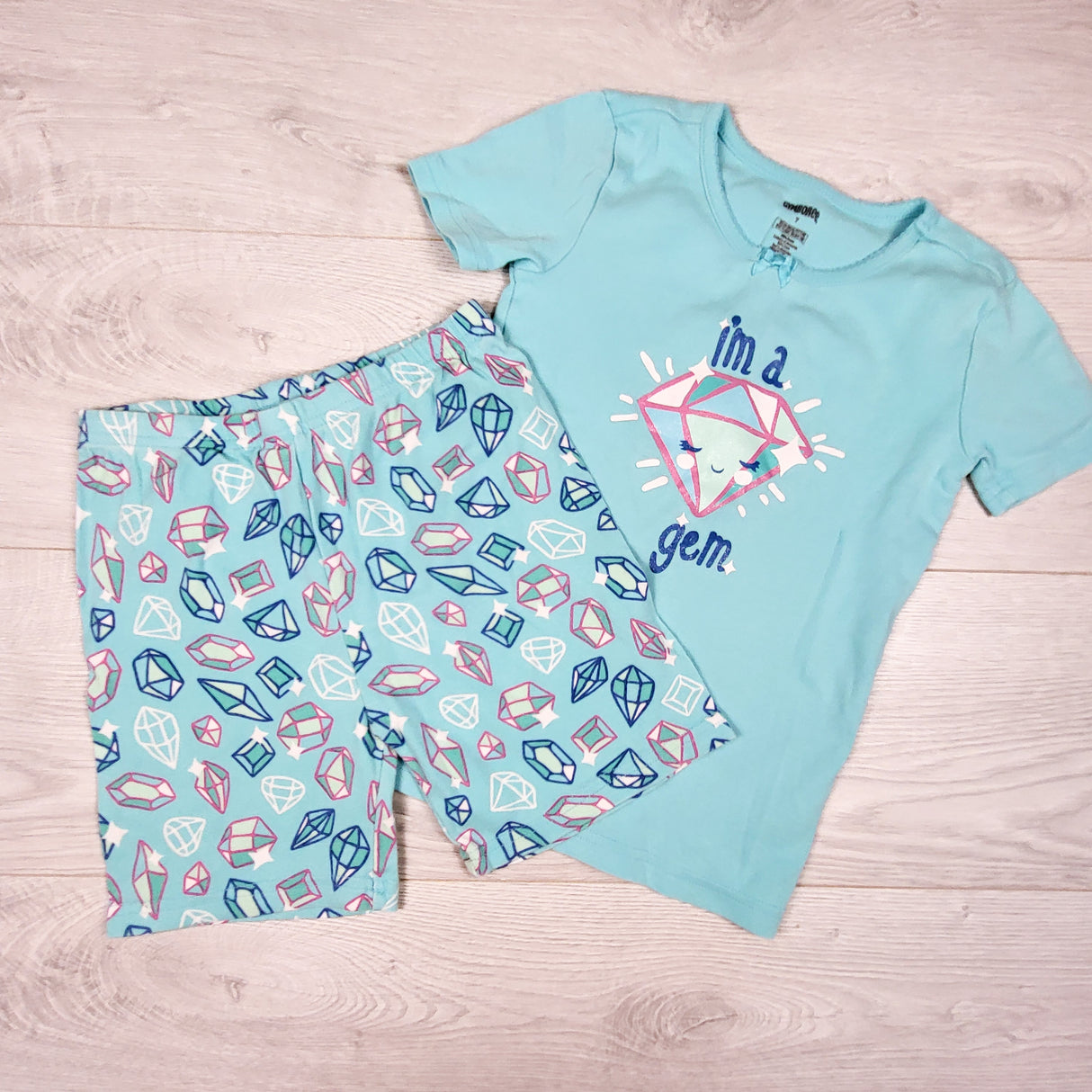 Gymboree blue "I'm a Gem" 2pc PJs. Size 7