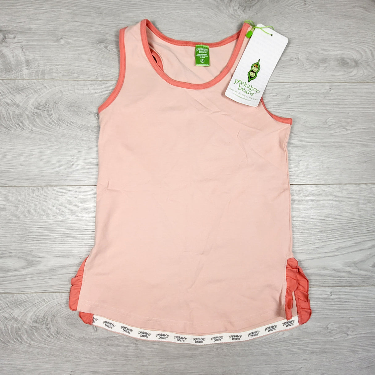 NEW - Peekaboo Beans pink and coral "Sun's Out" tank top. Size 8