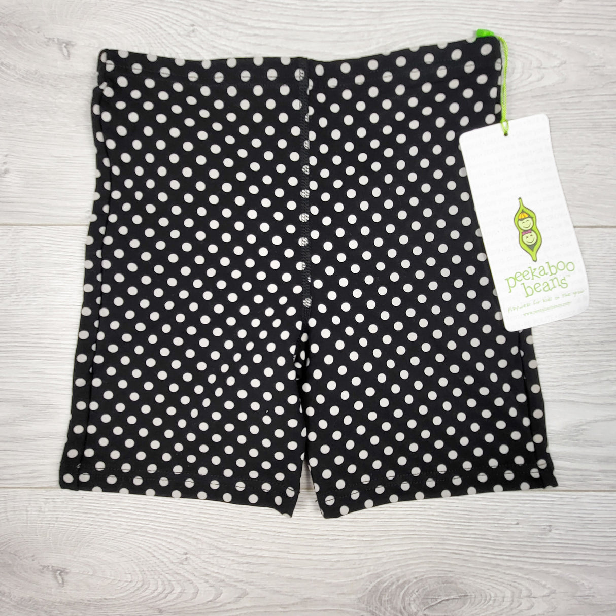 NEW - Peekaboo Beans black polka dot "All Day" bike short. Size 8