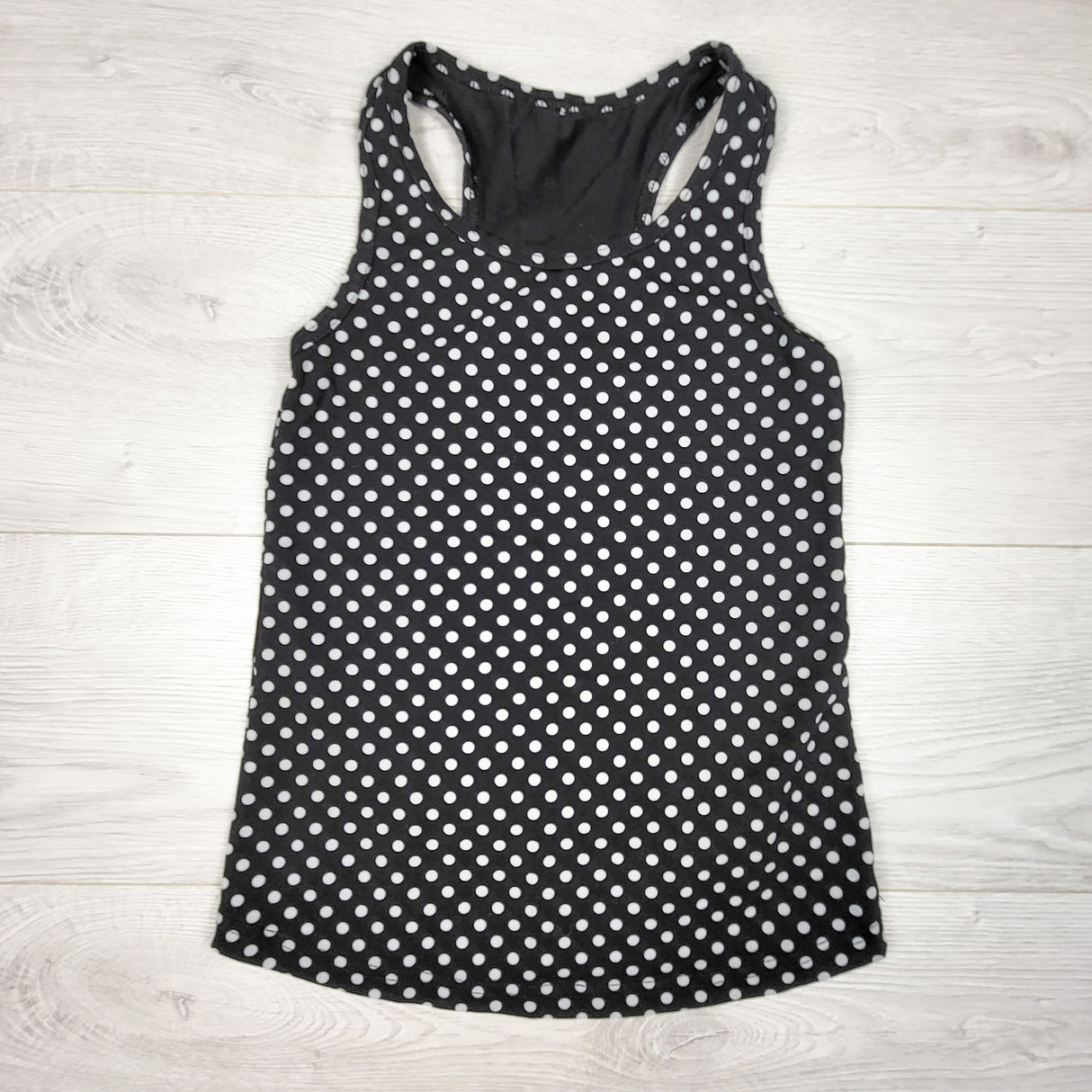 Peekaboo Beans black polka dot tank top. Size 7