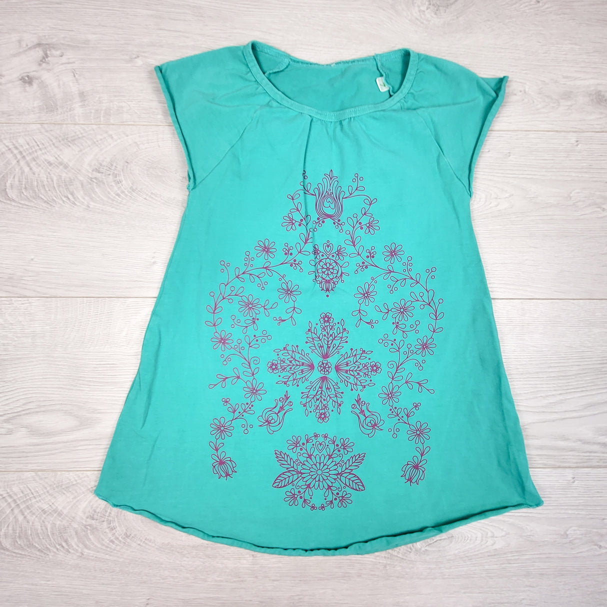 Peekaboo Beans teal henna mandela print tunic. Size 7