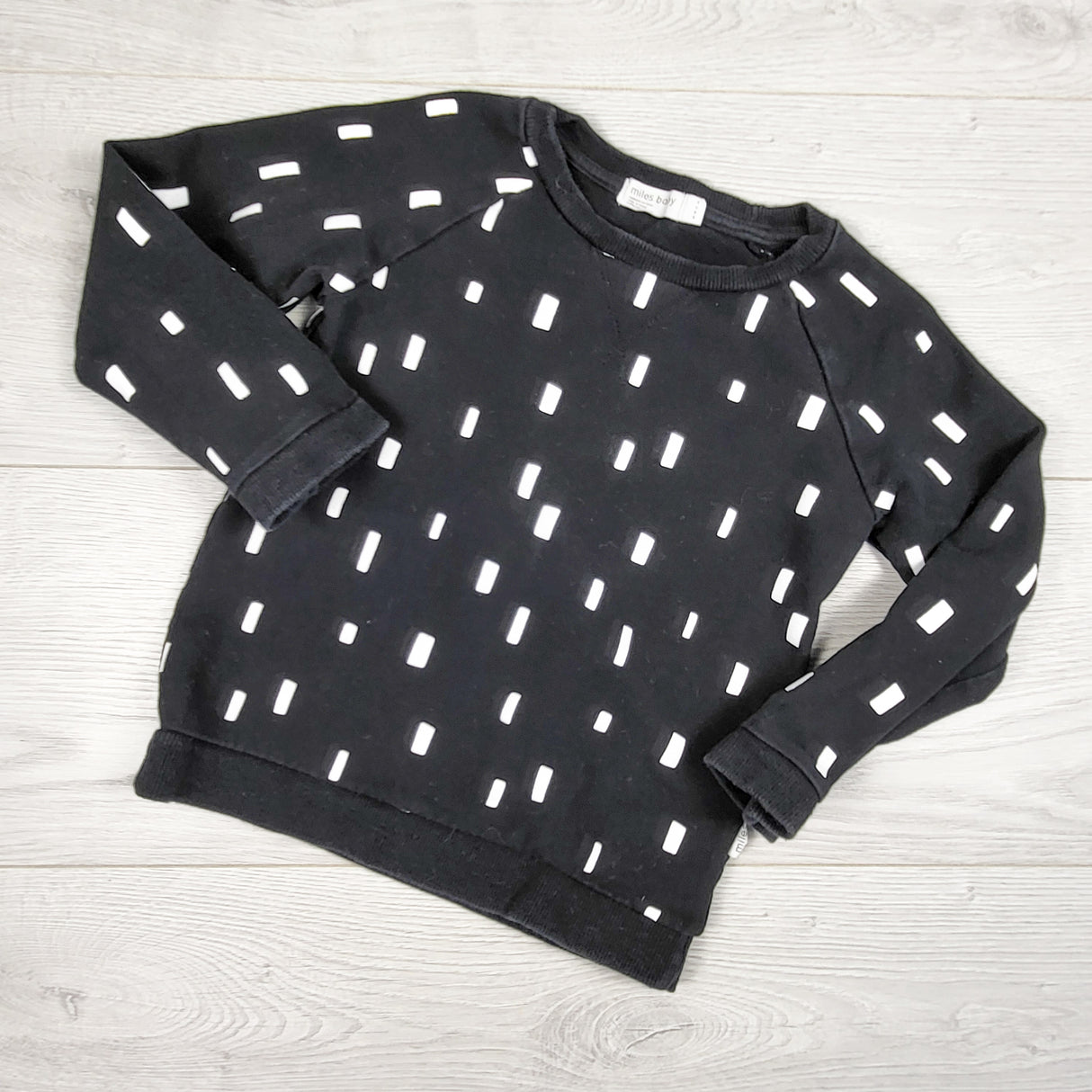 Miles Baby black "Play Blocks" crewneck sweater. Size 3T