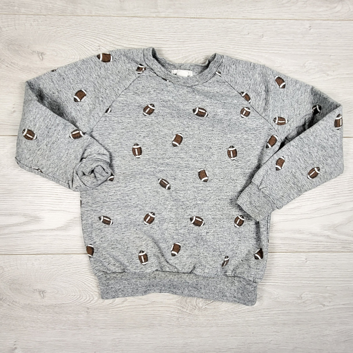 Miles the Label grey crewneck with footballs. Size 3T