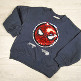 H and M navy Marvel sweatshirt with flip sequins. Size 3/4T