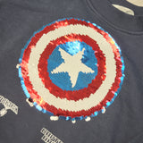 H and M navy Marvel sweatshirt with flip sequins. Size 3/4T