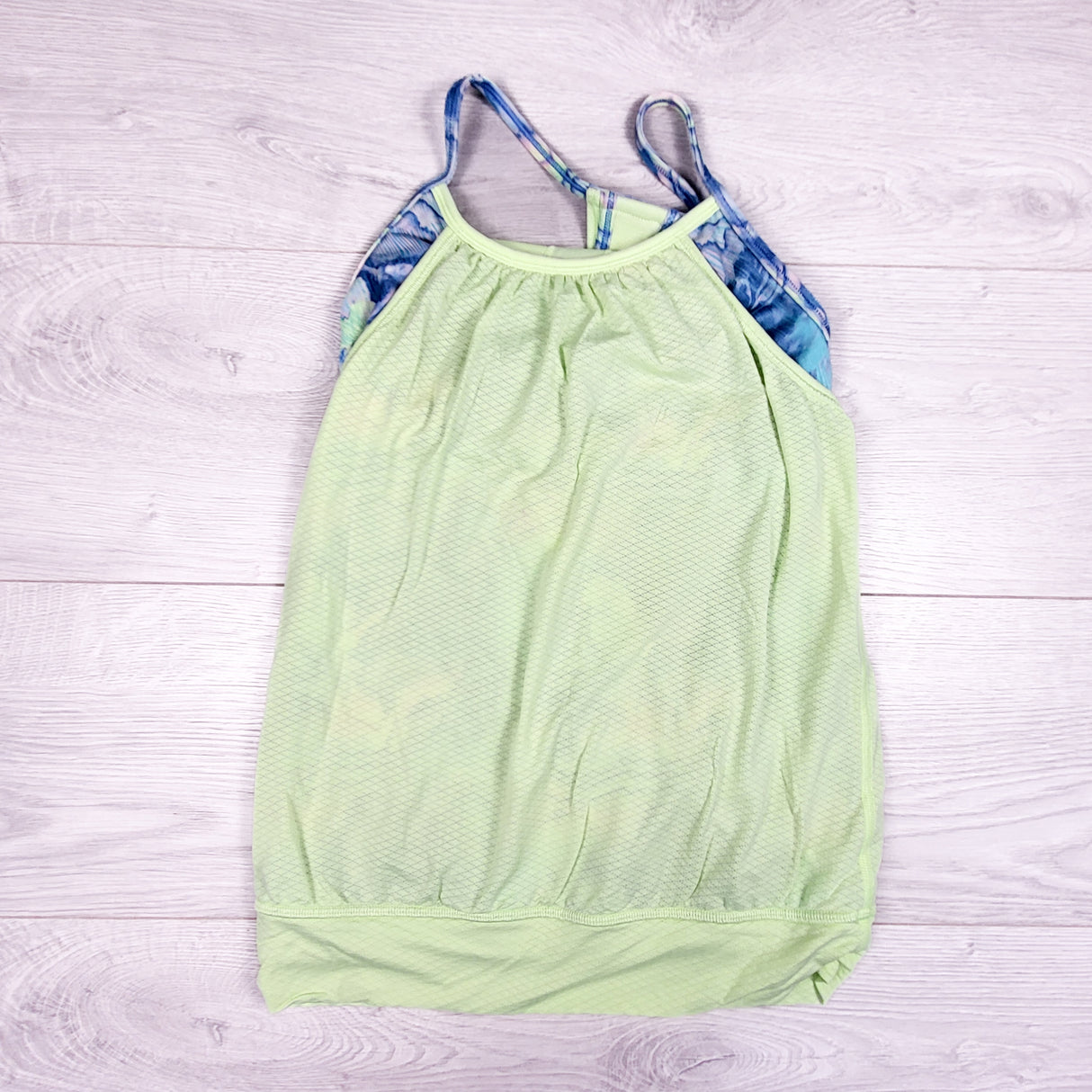 Ivivva (Lululemon) yellow green Double Dutch tank with built in sports bra. Size 10