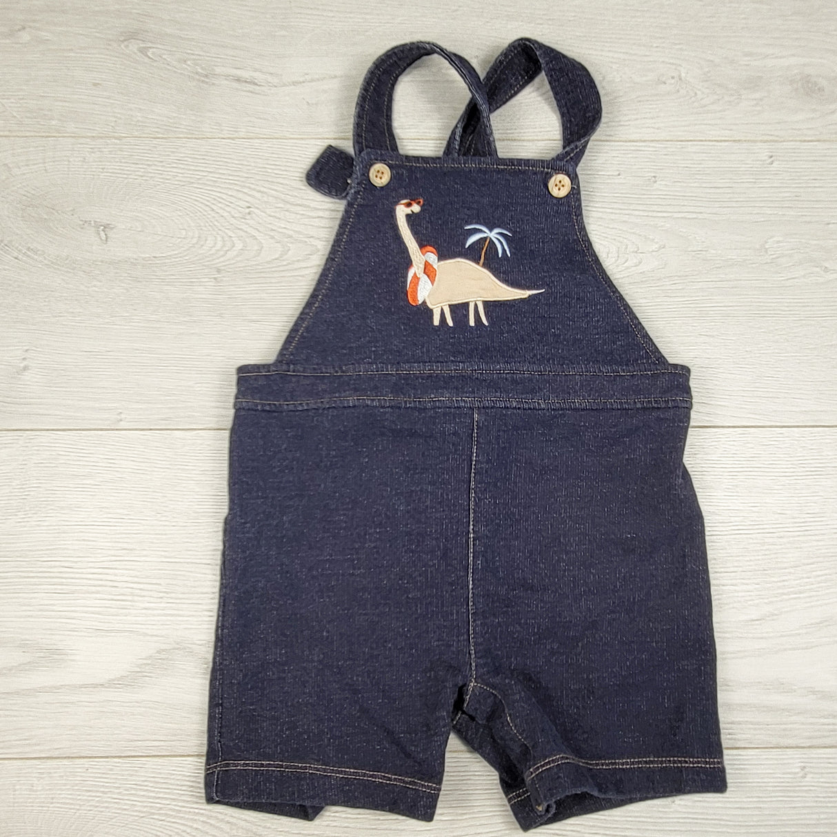 Pekkle denim look cotton overalls with dinosaur. Size 24 months
