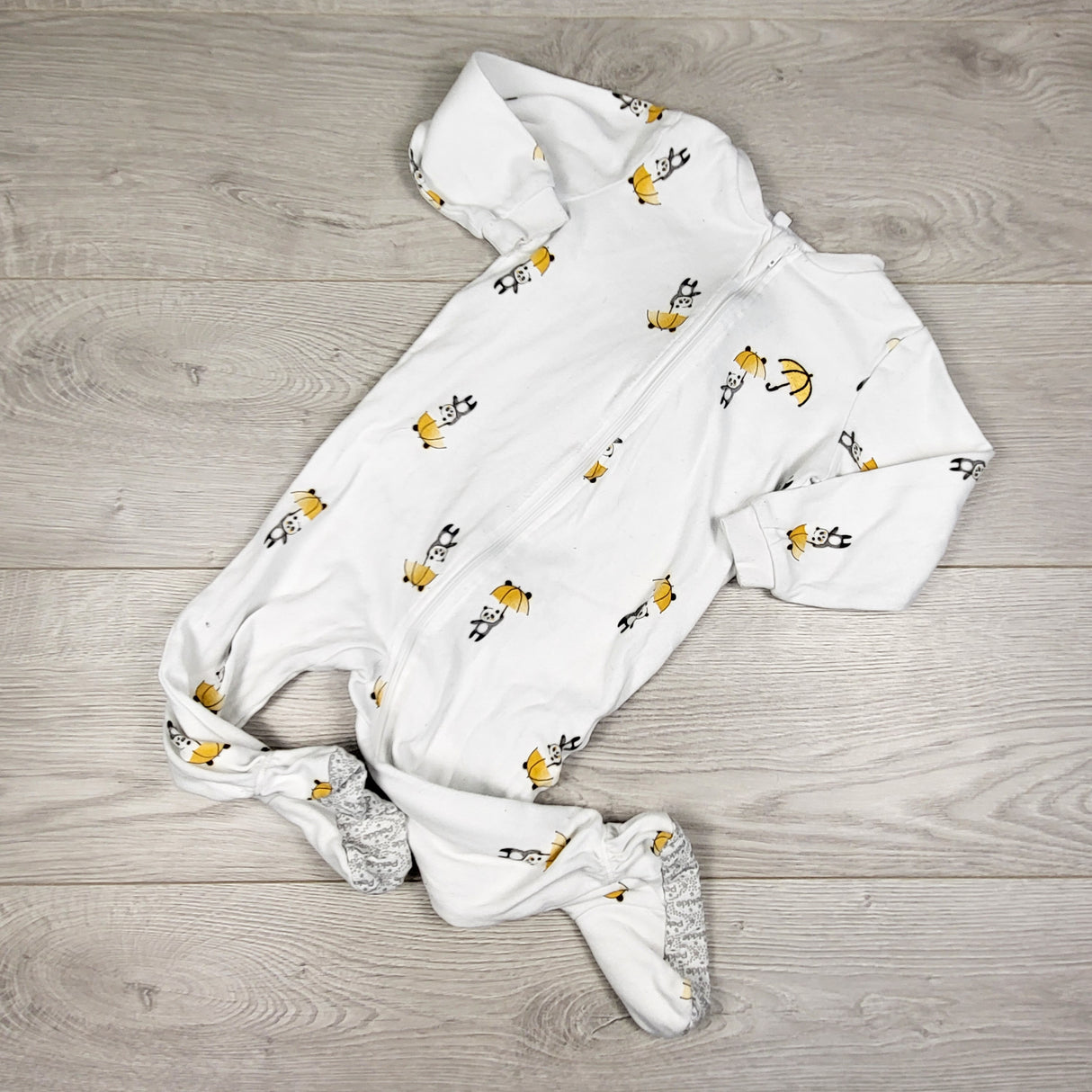 Pekkle white zippered sleeper with pandas. Size 18 months