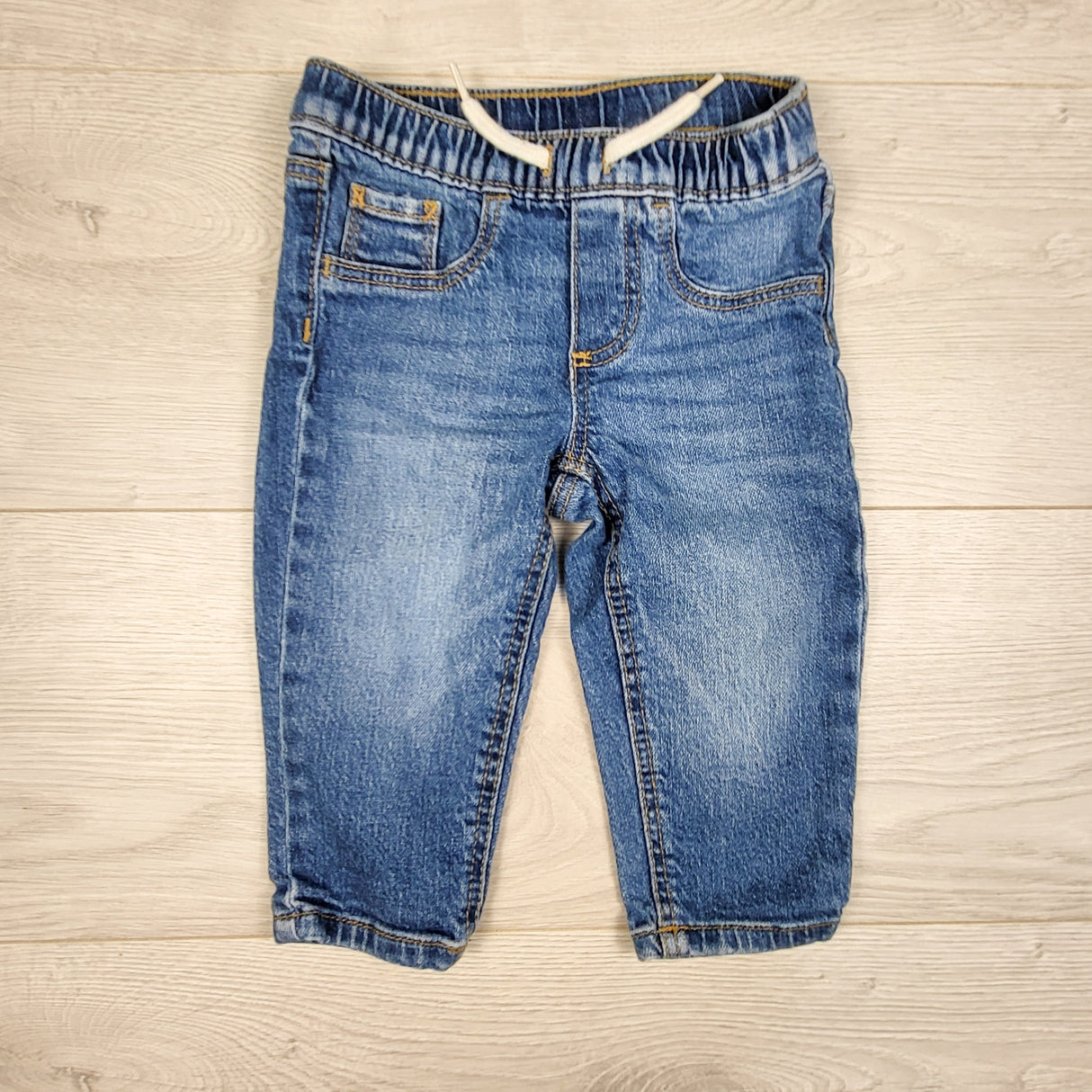 Old Navy denim drawstring joggers. Size 12-18 months