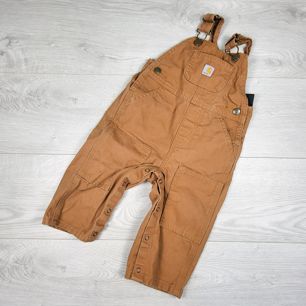Carhartt canvas overalls. Size 12 months
