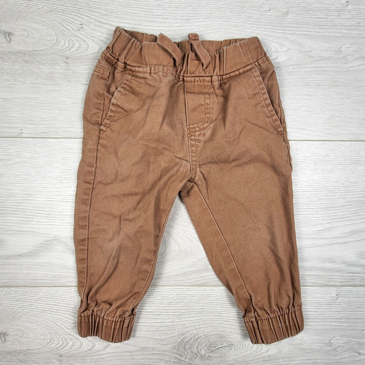 Brown twill joggers. Size 12 months