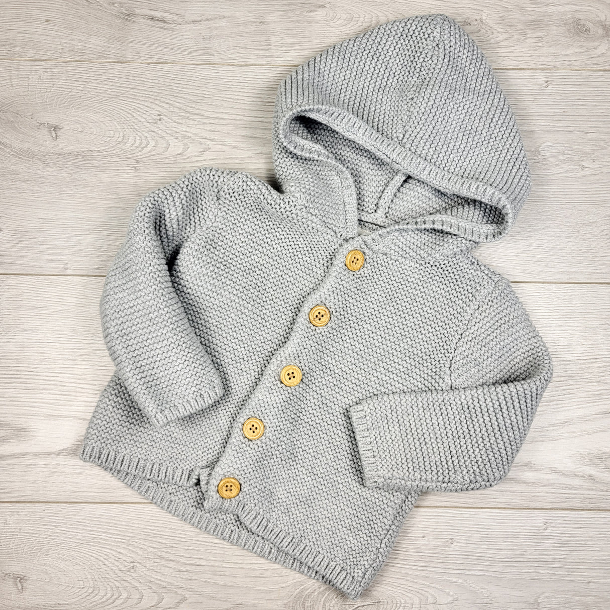 Little Planet grey hooded sweater. Size 12 months