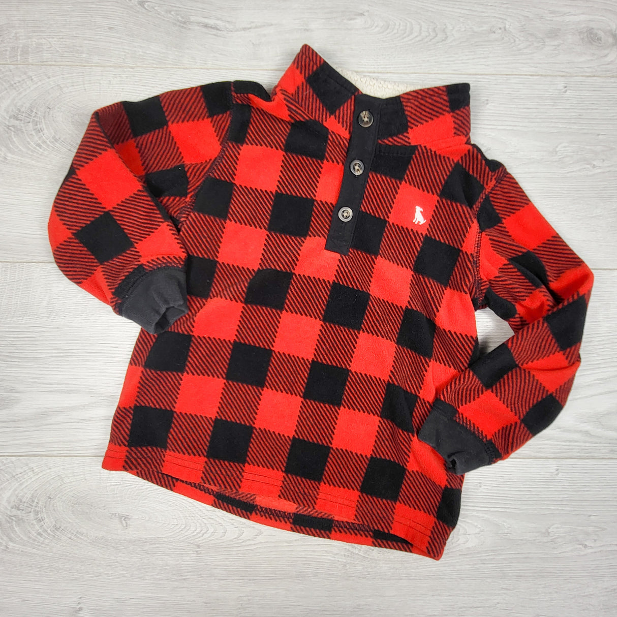 Carters red buffalo plaid fleece pullover. Size 4T