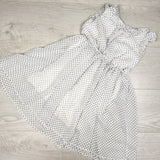 Oshkosh white and navy polka dot chiffon dress. Size 6/6X