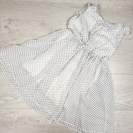 Oshkosh white and navy polka dot chiffon dress. Size 6/6X