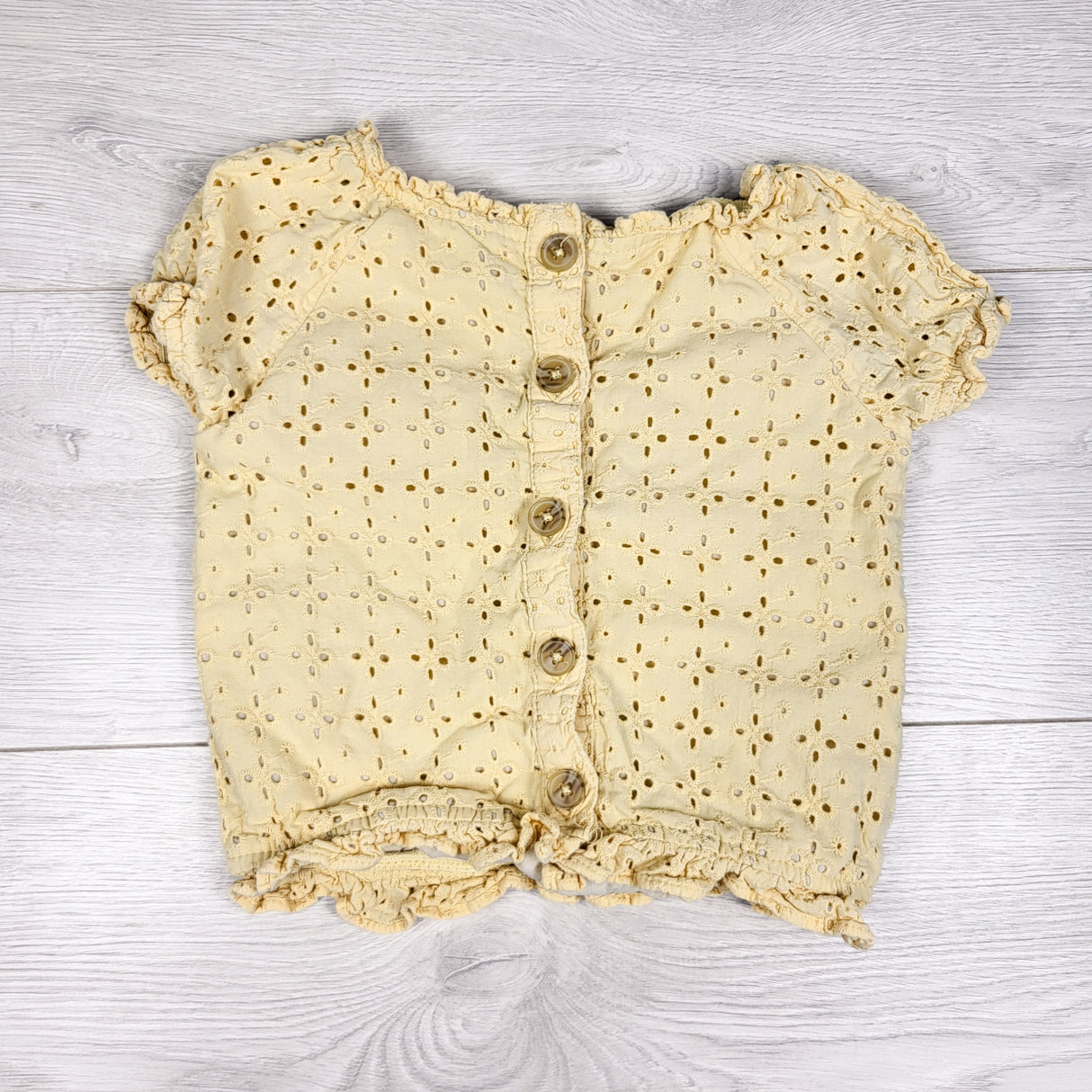 Little Lass yellow eyelet top. Size 6