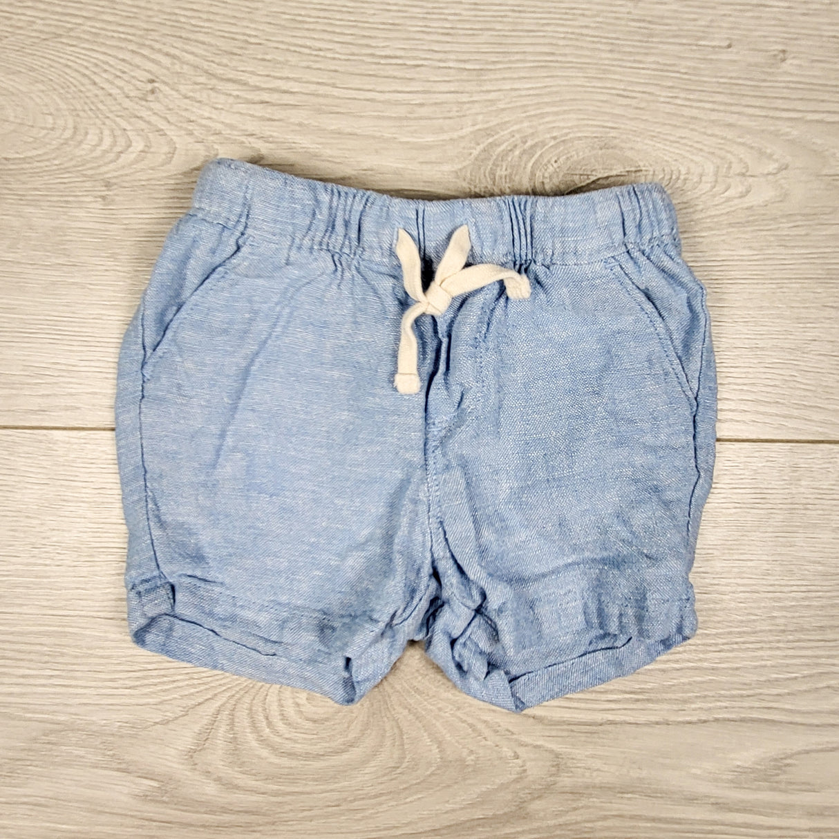 Old Navy light blue Oxford style drawstring shorts. Size 3-6 months