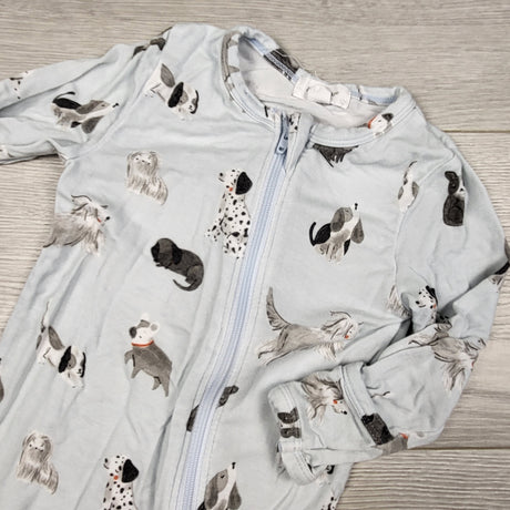Angel Dear light blue zippered bamboo sleeper with dogs. Size 6-9 months